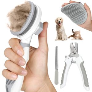 4PCS Cat Grooming Kit | Cat Brushes for indoor Cats | Cat Nail Clipper…