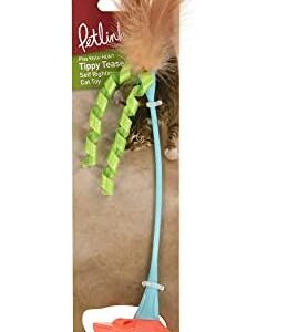 Petlinks Tippy Teaser Self Righting Rocking Feather Cat Toy – Blue/Ora…