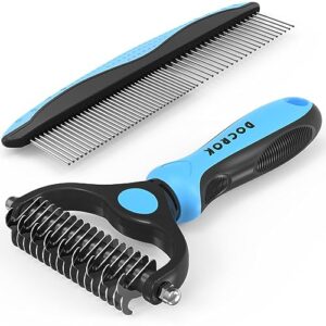 Pet Grooming Brush and Metal Comb Combo, Cat Brush Dog Brush for Shedd…