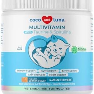 Multivitamin for Cats – 4oz Powder – L-Lysine, Taurine, and Spirulina …