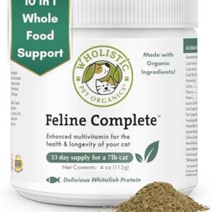 Wholistic Pet Organics Feline Complete: Cat Multivitamins Powder – 4 o…