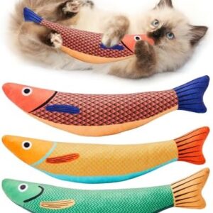 Potaroma Cat Toys Saury Fish, 3 Pack Catnip Crinkle Sound Toys Soft an…