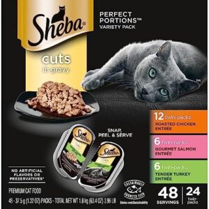 SHEBA Perfect Portions Cuts in Gravy Wet Cat Food Trays (24 Count, 48 …