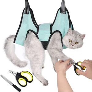 Cat Grooming Hammock Harness, Cat Holder for Grooming with Cat Nail Cl…