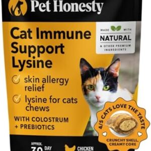 Pet Honesty Cat Immune Support Lysine – Cat Allergy Relief – Sneezing,…