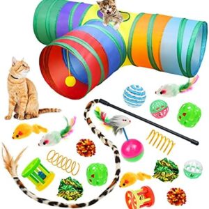 Malier Interactive Cat Tunnel Toys Set With Feather Toy, Crinkle Balls…