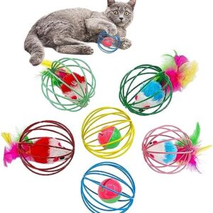 Cat Toys 6 Balls, Metal Cage Balls with Mice and Bells Inside, Best Ca…