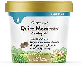 NaturVet –Quiet Moments Calming Aid for Cats Plus Melatonin – 60 Soft …