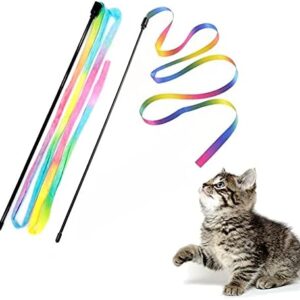 LASOCUHOO Interactive Cat Rainbow Wand Toys, Interactive Cat Teaser Wa…