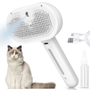 Cat Steam Brush New Steamy Cat Brush – 3 in 1 Cat Hair Brush with Rele…