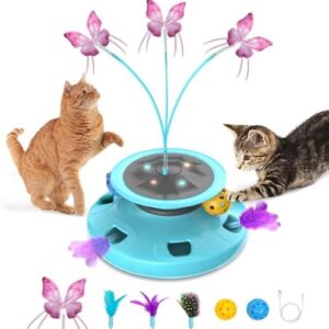 4-in-1 Interactive Cat Butterfly Toy,Automatic Ambush Feather with Tra…