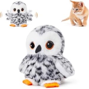 Potaroma Flapping Snowy Owl Cat Toys, Lifelike Bird Chirp, Rechargeabl…