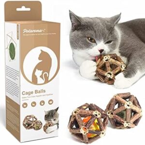 Potaroma Catnip Toys, 3Pcs Cat Toys Natural Silvervine Stick Cage Ball…