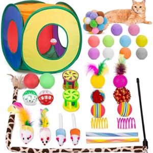 Retro Shaw Cat Toys Set 33 PCS, Interactive Cat Kitten Toys for Indoor…