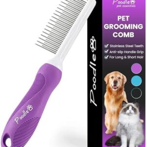 Poodle Pet Detangling Pet Comb with Long & Short Stainless Steel Teeth…