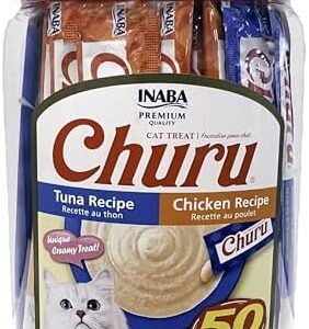 INABA Churu Cat Treats, Grain-Free, Lickable, Squeezable Creamy Purée …