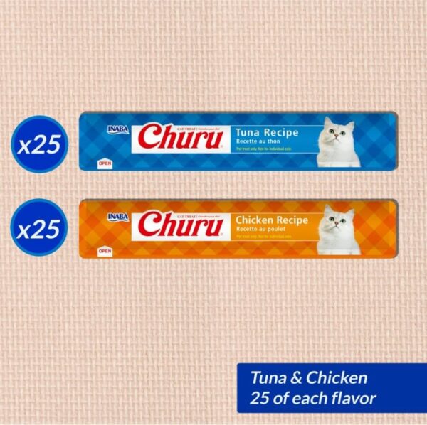 INABA Churu Cat Treats, Grain-Free, Lickable, Squeezable Creamy Purée ... - Image 3