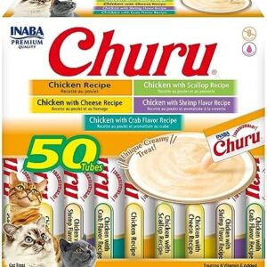 INABA Churu Cat Treats, Grain-Free, Creamy Purée Cat Treat/Topper, Chi…