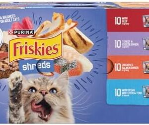 Purina Friskies Wet Cat Food Variety Pack, Shreds Beef, Turkey, Whitef…