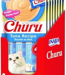 INABA Churu Lickable Purée Natural Cat Treats – Tuna Recipe (4 Serving…