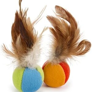 SmartyKat (2 Count) Flutter Balls Feather Cat Toys – Multi Color, 2 Co…