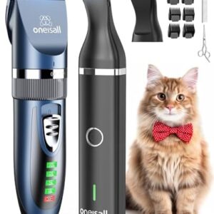 oneisall Cat Clippers for Matted Hair,3 in 1 Cat Grooming Kit,Quiet Co…