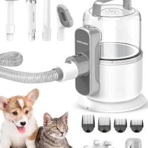 Pet Grooming Vacuum, 6 in 1 Dog Grooming Kit with 3 Suction Mode and L…