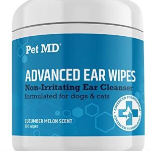 Pet MD Cat and Dog Ear Cleaner Wipes – Advanced Otic Veterinary Ear Cl…