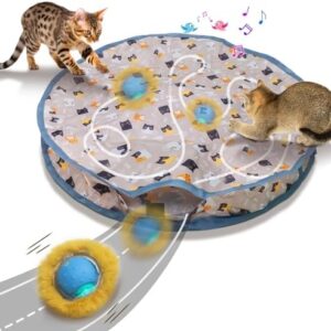 Rechargeable Electric Cat Toys, Hide and Seek Kitten Toy, Chirping & M…