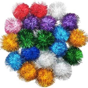 20 Pcs Assorted Color Flash Ball Cat’s Favorite Toy Ball Tinsel Pom Po…