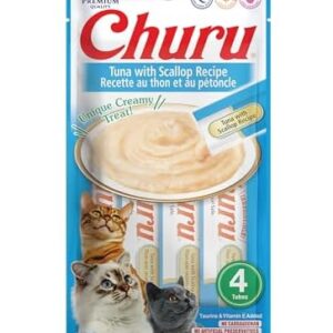 INABA Churu Cat Treats, Grain-Free, Lickable, Squeezable Creamy Purée …