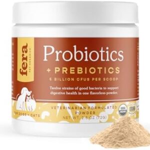 Fera Pets Organic Probiotics for Dogs & Cats – Vet Created – Cat & Dog…