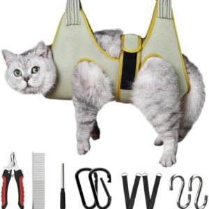 Pet Grooming Hammock for Dogs & Cat, Dog Grooming Harness, Nail Clippe…