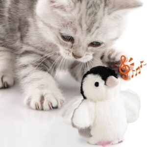 Interactive Cat Toy Rechargeable Automatic Chirping Penguin Flying Bir…