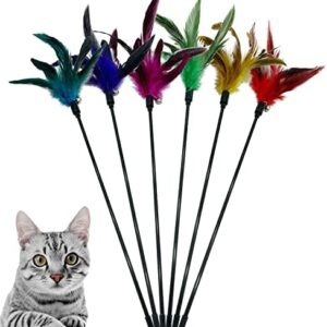 Cat Wand Toy Feather Stick Cat Toys, 6 PCS Cat Feathers Wand Toy, Inte…