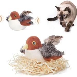 Potaroma Cat Toys Rechargeable Flapping Bird Sparrow, Lifelike Chirp T…