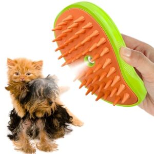 3-in-1 Rechargeable Cat Grooming Brush – Silicone Massage Brush with S…