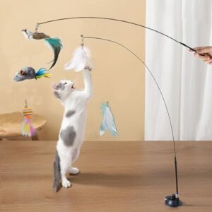 Cat Feather Toys Automatic Interactive Cat Toys Natural Bird Feather B…