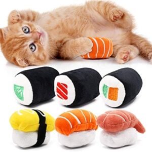 CiyvoLyeen 6 Pack Sushi Cat Toys with Catnip Sushi Roll Pillow Kitten …