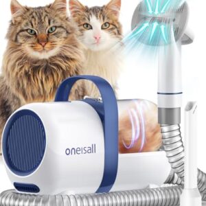 oneisall Cat Vacuum Brush for Shedding Grooming, Low-Noise Pet Groomin…