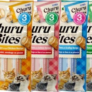 INABA Churu Bites for Cats, Soft Baked Chicken Churu Filled Cat Treats…