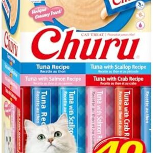 INABA Churu Cat Treats, Grain-Free, Lickable, Squeezable Creamy Purée …