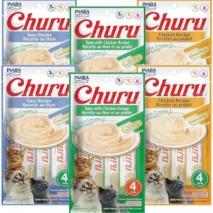 INABA Churu Lickable Creamy Purée Cat Treats 3 Flavor Variety Pack of …