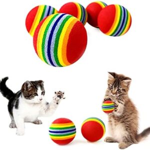 PET SHOW 10pcs 1.38″ Red Rainbow Cat Toy Balls Soft EVA Foam Interacti…