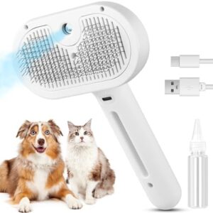 Cat Steam Brush for Shedding, Dog Brush for Long & Short Haired Fur Gr…