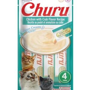 INABA Churu Cat Treats, Grain-Free, Lickable, Squeezable Creamy Purée …