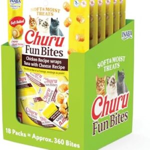 INABA Churu Fun Bites for Cats, Soft & Chewy Baked Chicken Wrapped Fil…