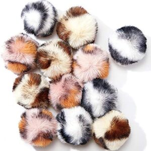 Weewooday 12 Pieces Cat Pom Pom Balls Toys Large Fuzzy Cat Ball Artifi…