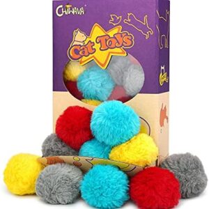 CHIWAVA 24PCS 1.8″ Catnip Furry Cat Toys Ball Soft Pom Pom Balls Kitte…