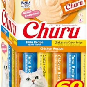 INABA Churu Cat Treats, Grain-Free, Lickable, Squeezable Creamy Purée …